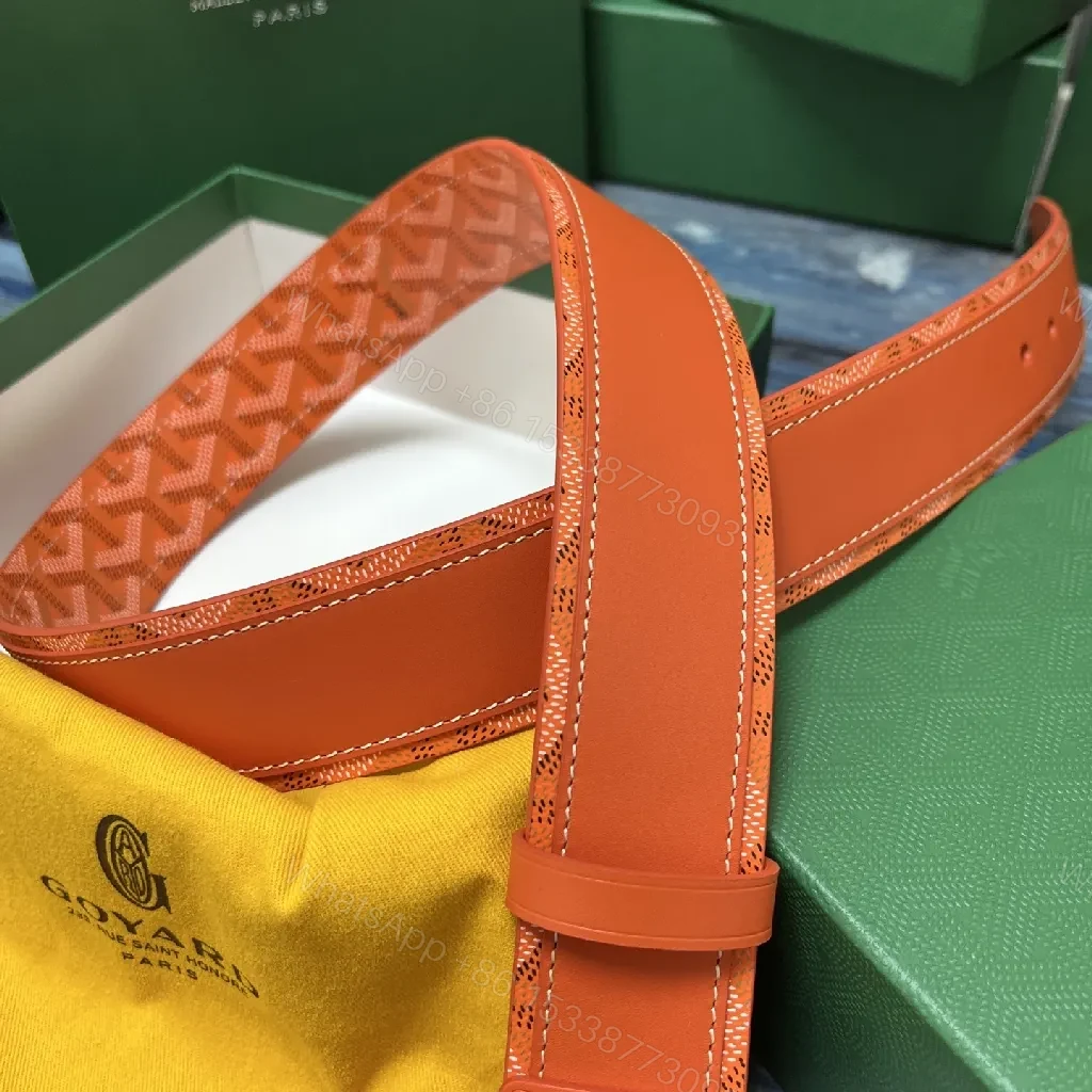 View 2 of Bright Orange Leather Belted Sandal with Goyard Pattern