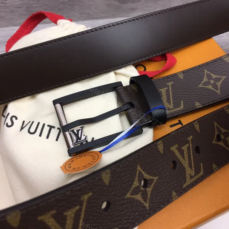 View 9 of Bold LV Monogram Belt: Italian Leather, Luxury Style, Durable Buckle