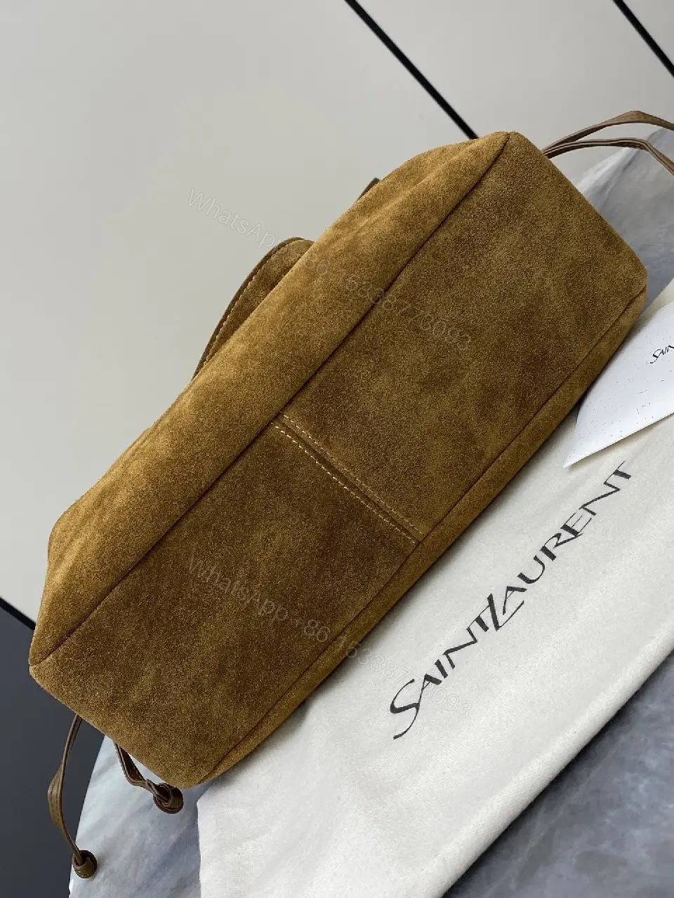 View 9 of Cognac Suede Shoulder Bag with Chain Strap – Luxe Everyday Style