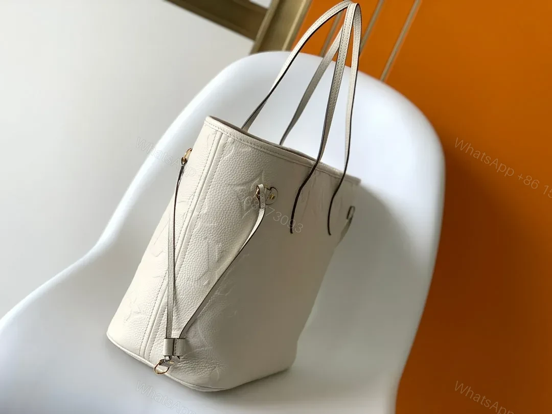 View 4 of LV NEVERFULL MM WHITE MONOGRAM EMPREINTE LEATHER