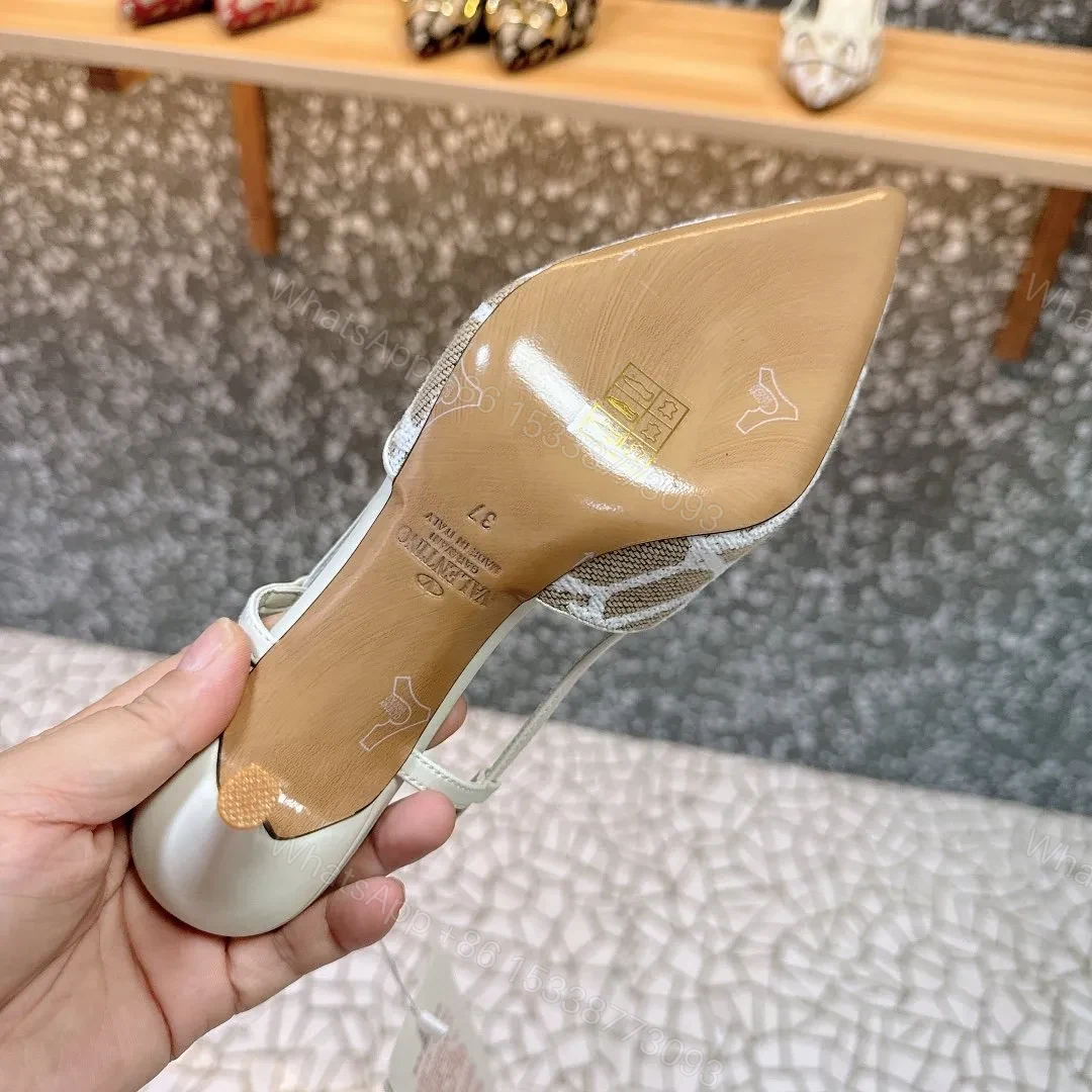 View 6 of Valentino Women White Mesh Slingback Pumps