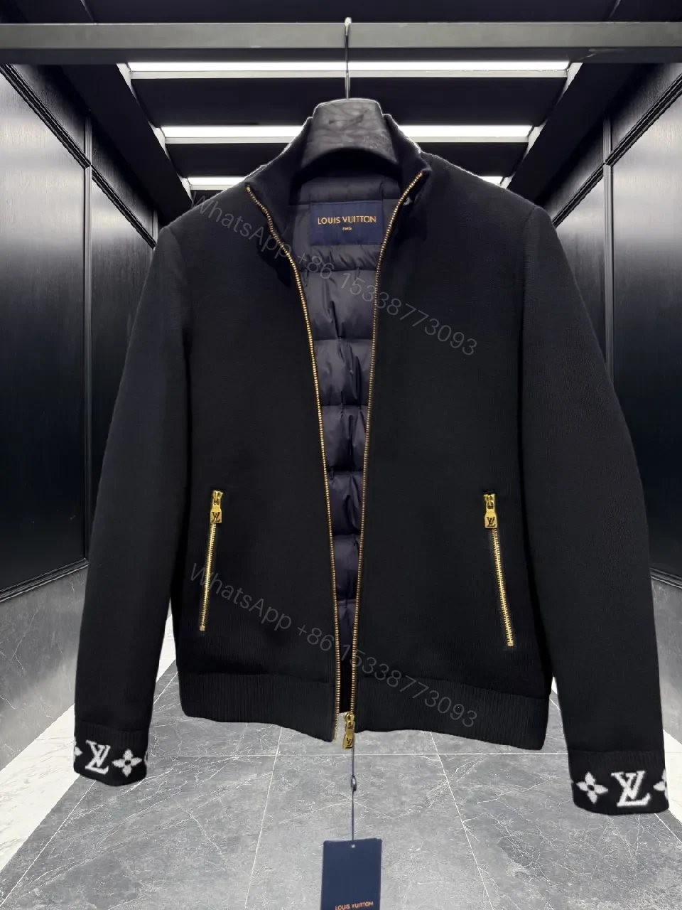 View 9 of Black Cotton-Nylon Coach Jacket | Modern Luxe, Signature Details