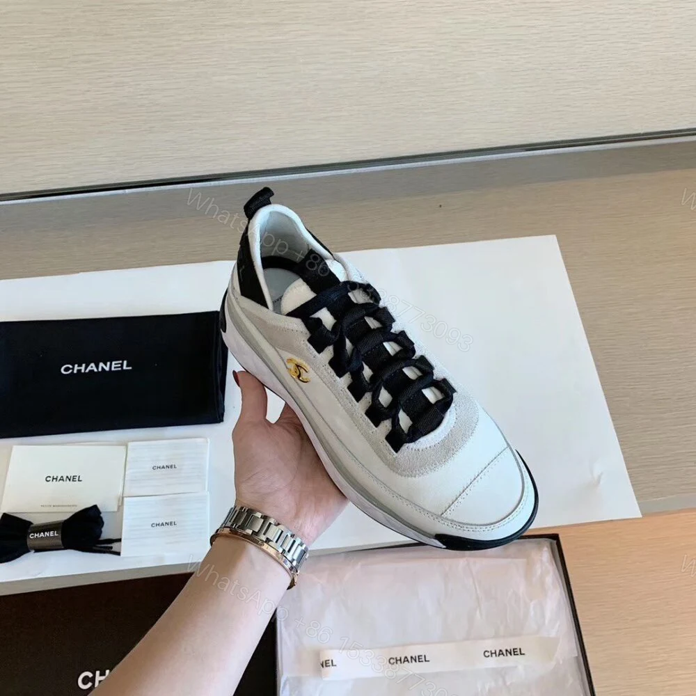View 4 of Chanel Velvet Sneakers Ivory And Black G35617