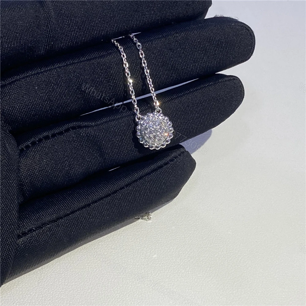 Replica VCA 18k White Gold Perlee Necklace Pave Diamonds — view 1