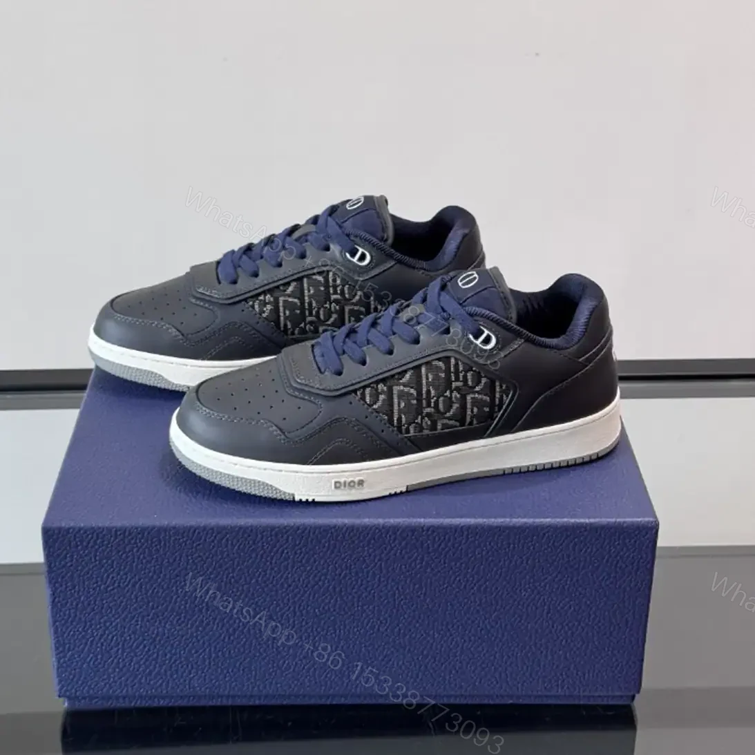 View 5 of DIOR B27 UPTOWN LOW-TOP SNEAKERS BLUE SMOOTH CALFSKIN AND BLUE OBLIQUE JACQUARD – CD215