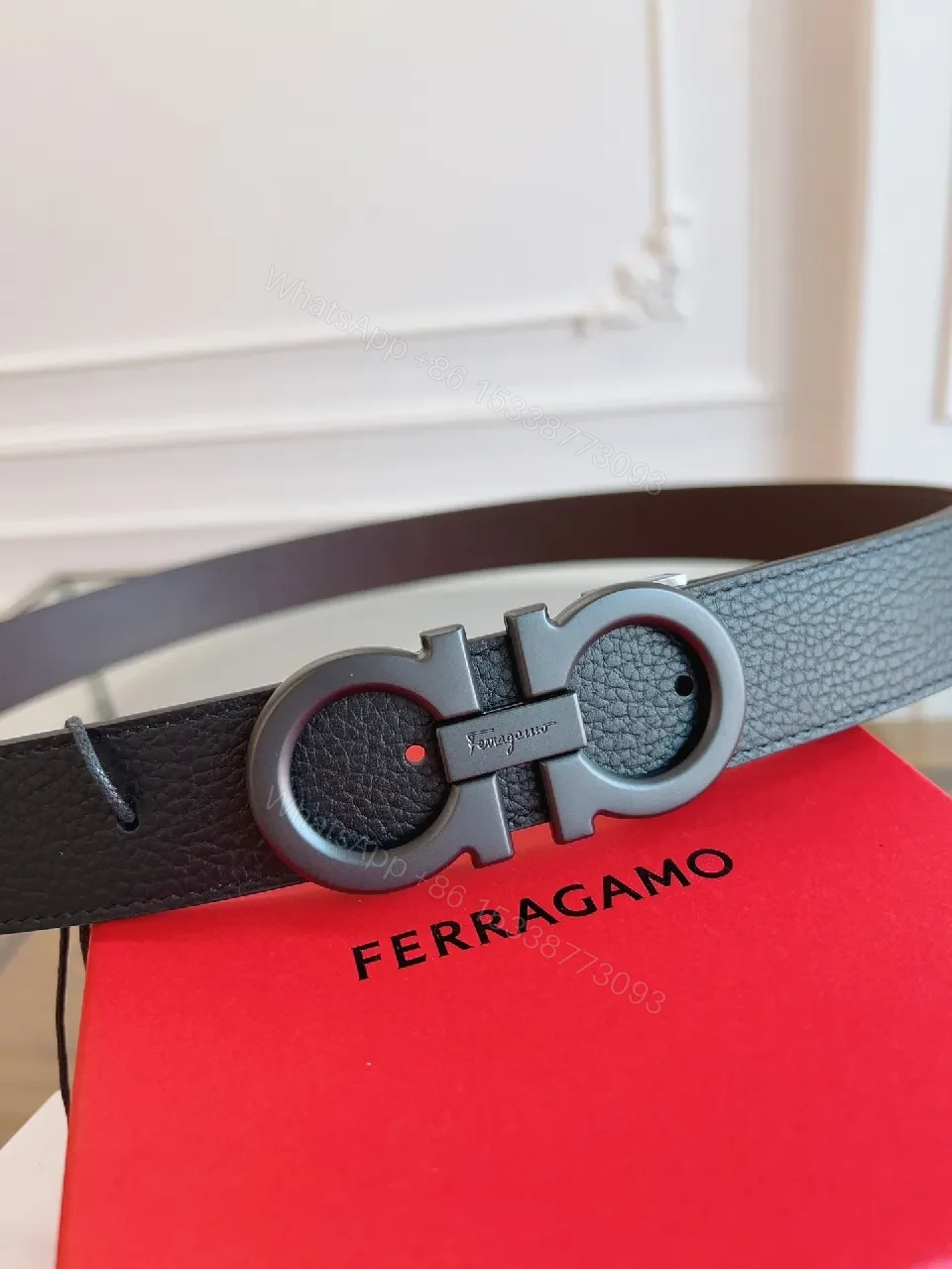 View 4 of Premium Leather Belt with Signature Hardware