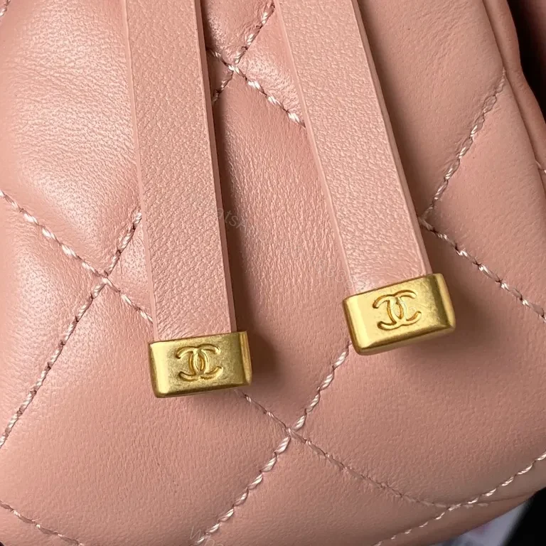 View 7 of Soft Pink Quilted Leather Shoulder Bag with Gold Hardware - Lux Collection