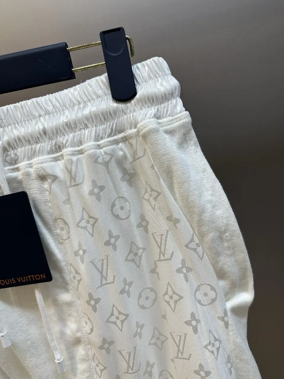 View 10 of White Knit Monogram-Pattern Shorts with Drawstring Comfort