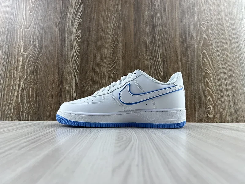 View 9 of White & Blue Minimalist Leather Sneaker â€“ Low-Top Comfort