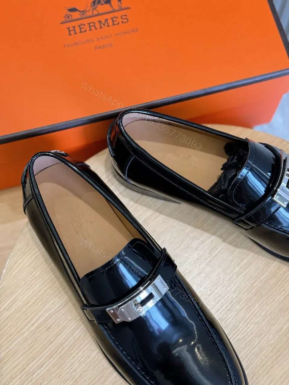 View 4 of Elegant Patent Loafers with Signature Hardware