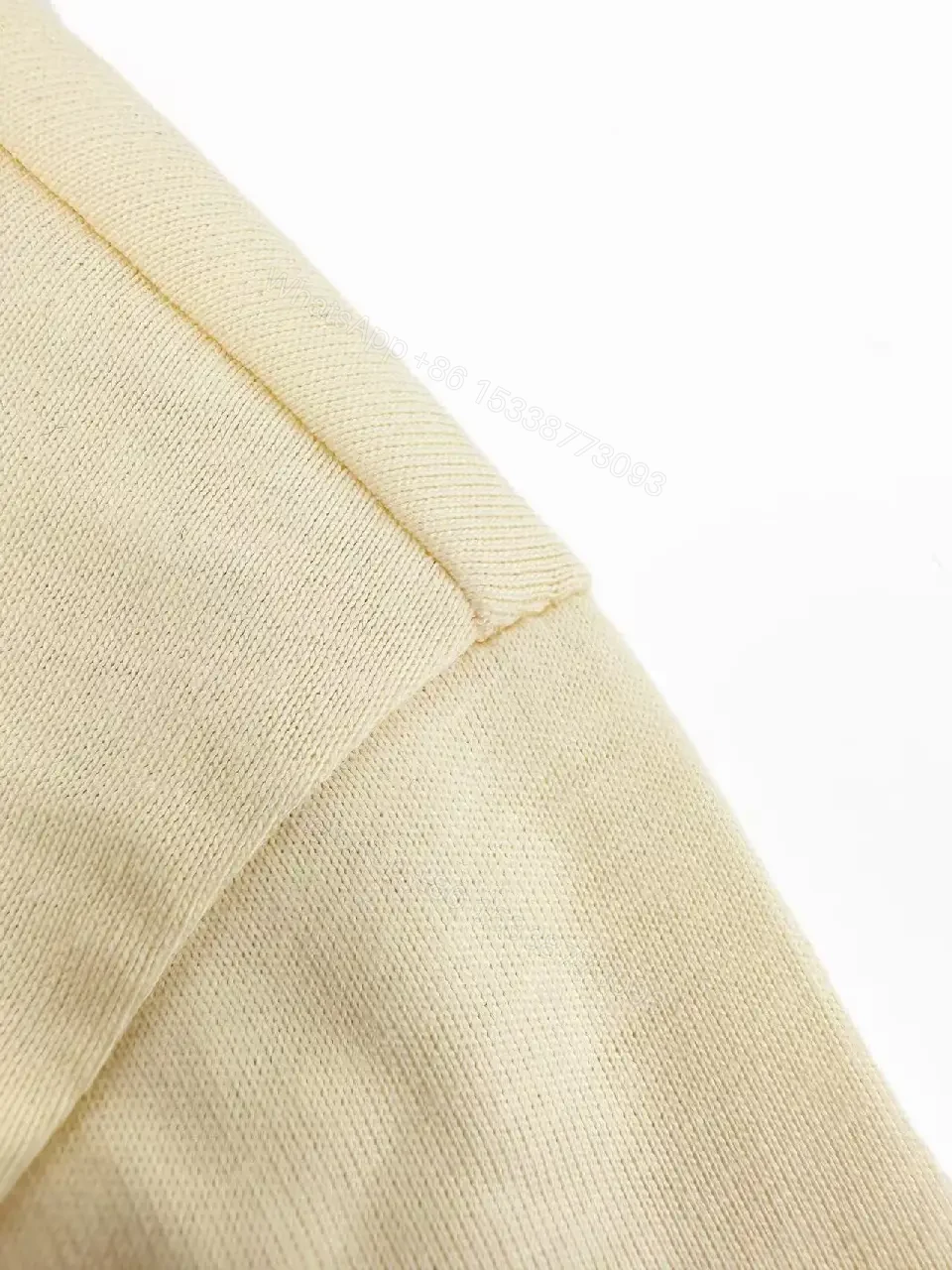 View 12 of Cream-Colored Cotton Crewneck Tee with Logo Patch, Relaxed Fit