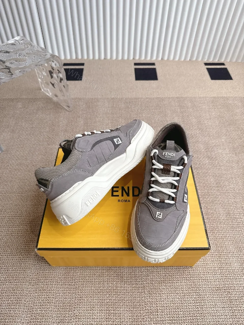 View 8 of Grey Textile Modern Luxe Sneaker with Cushioned Comfort