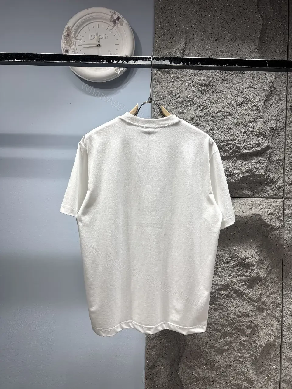 View 6 of White Cotton Luxe Tee with Embroidered Detail