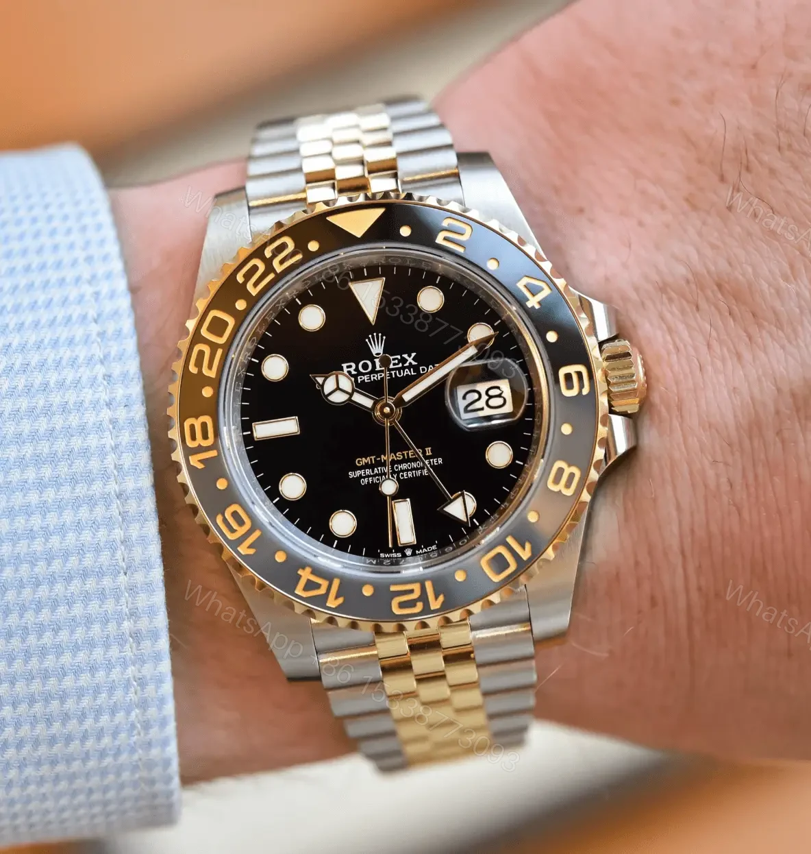 View 14 of 2023 GMT-Master 2 Silver Gold Replica Clone Watch