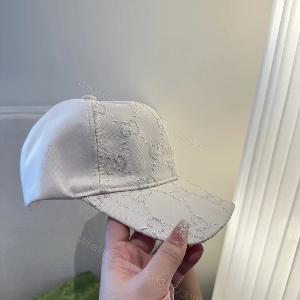View 3 of White/Cotton Casual Baseball Cap with Interlocking Stitch Pattern