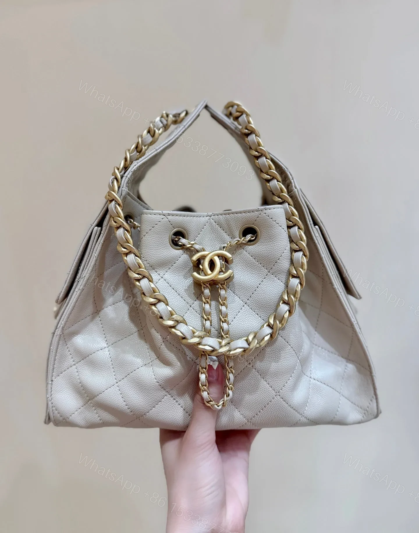 View 2 of CHANEL 25 HANDBAG IN CREAM SMALL GOLD HARDWARE