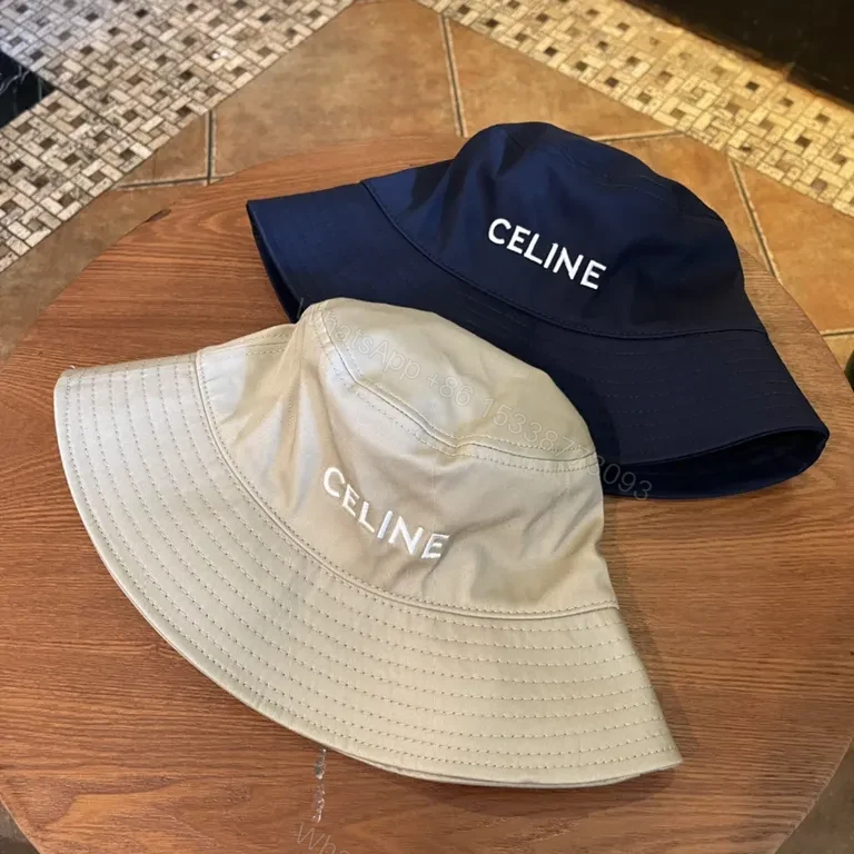 View 5 of Beige Canvas Bucket Hat - Subtle Celine Logo, Luxe Style