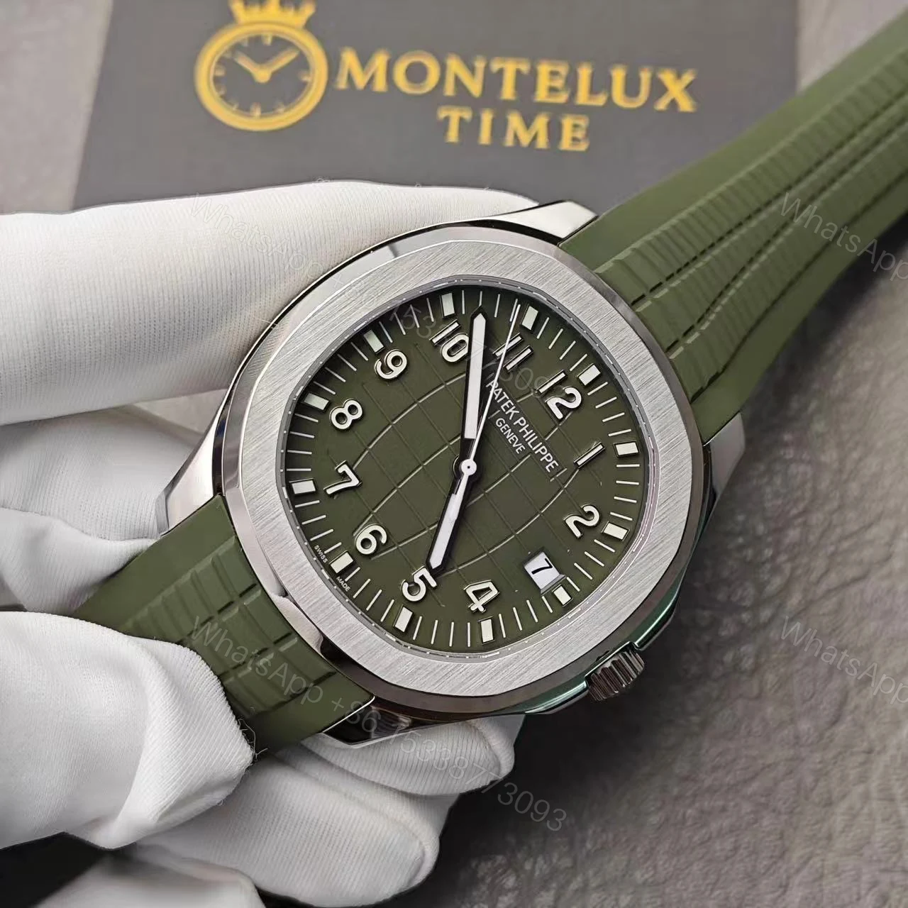View 5 of Top Swiss Replica Patek Philippe Aquanaut Green Strap