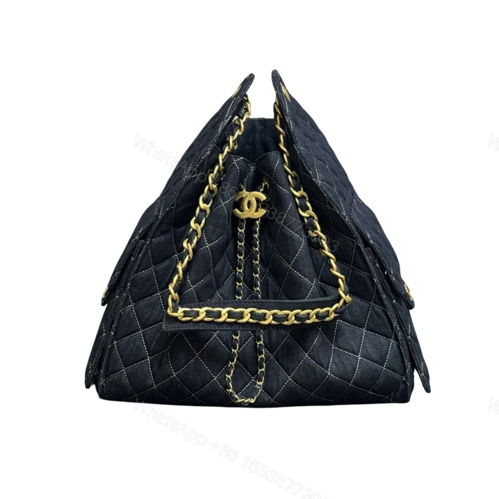 Chanel 25 Medium Bag Shoulder Handbag Denim Dark Blue 34Cm — view 1