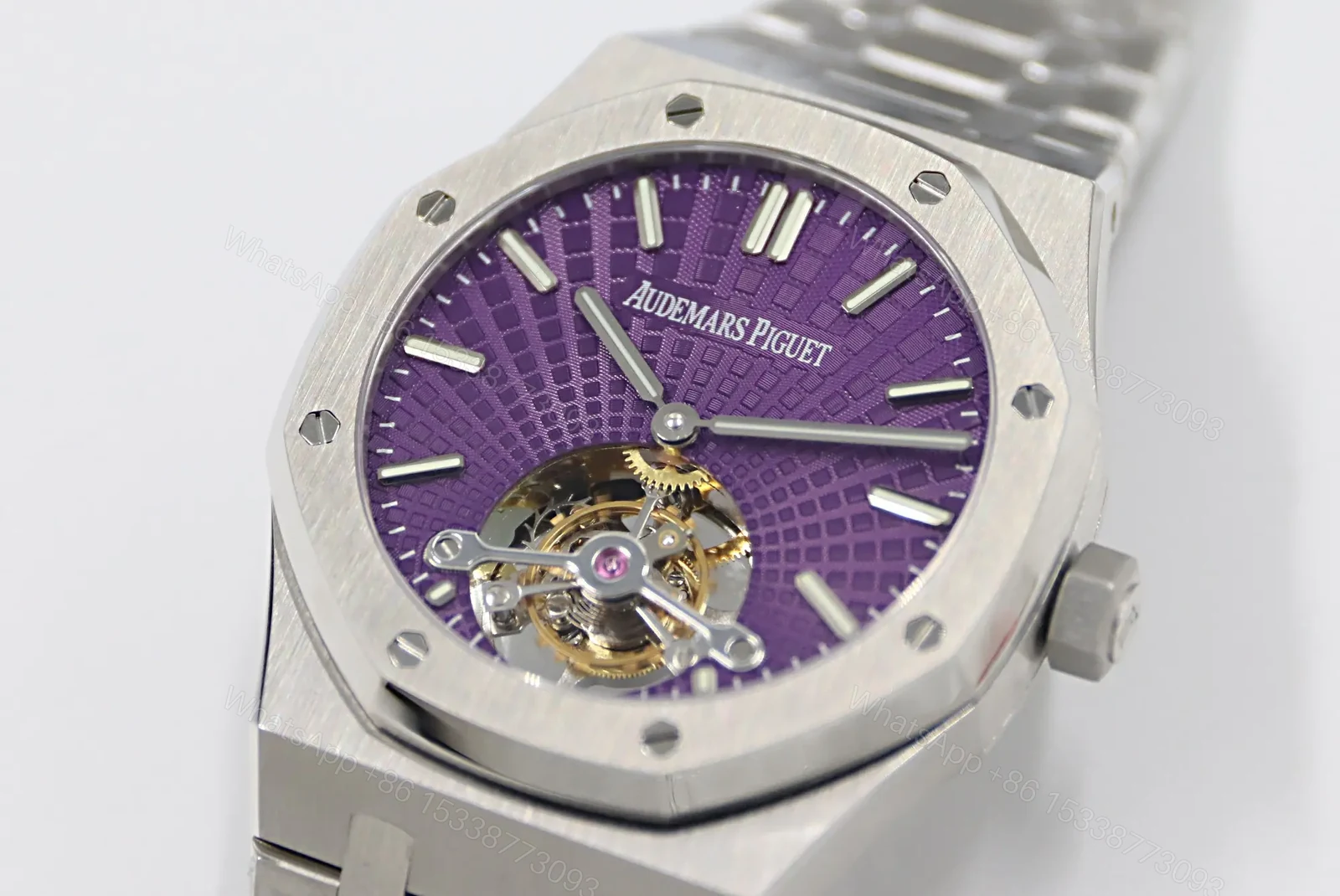 View 3 of BBR Factory Audemars Piguet Royal Oak Tourbillon V2 Upgrade Edition – Silver Case with Purple Dial, 41mm