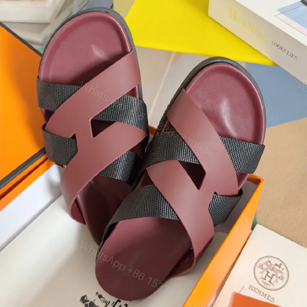 View 6 of Bold Burgundy Vegan Leather Sandals – Architectural Straps, All-Day Comfort
