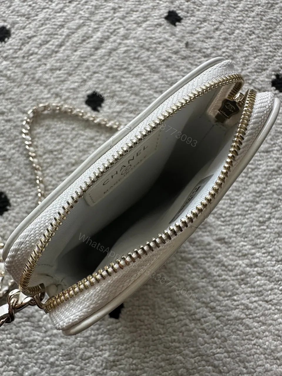 View 9 of Quilted White Leather Mini Crossbody with Silver Hardware