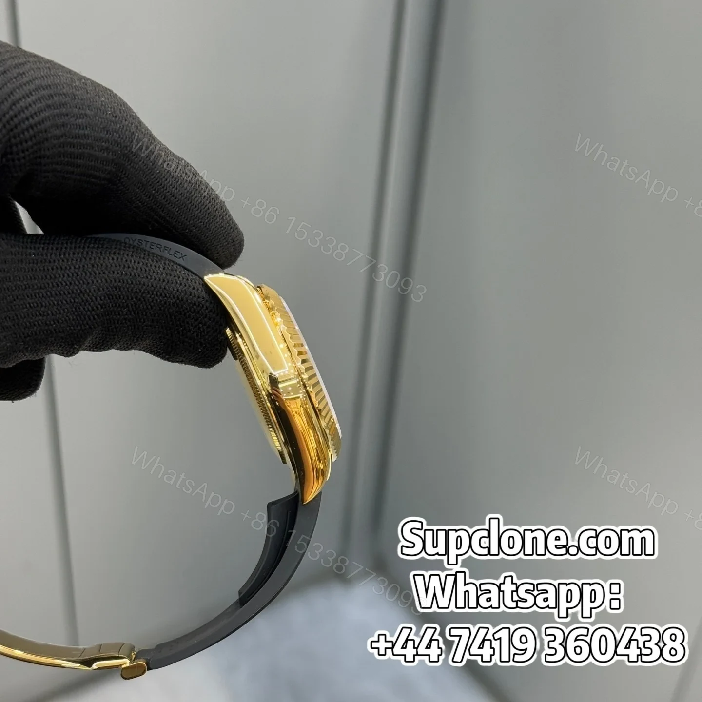 View 7 of Rolex Sky-Dweller 42mm Super Clone 1:1 – Yellow Gold White Dial Oysterflex Strap