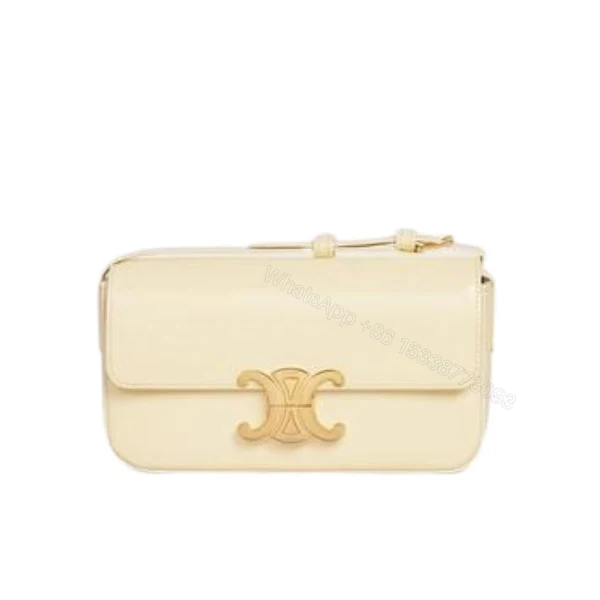 CELINE SHOULDER BAG TRIOMPHE IN SHINY CALFSKIN SOFT YELLOW 18CM — view 1