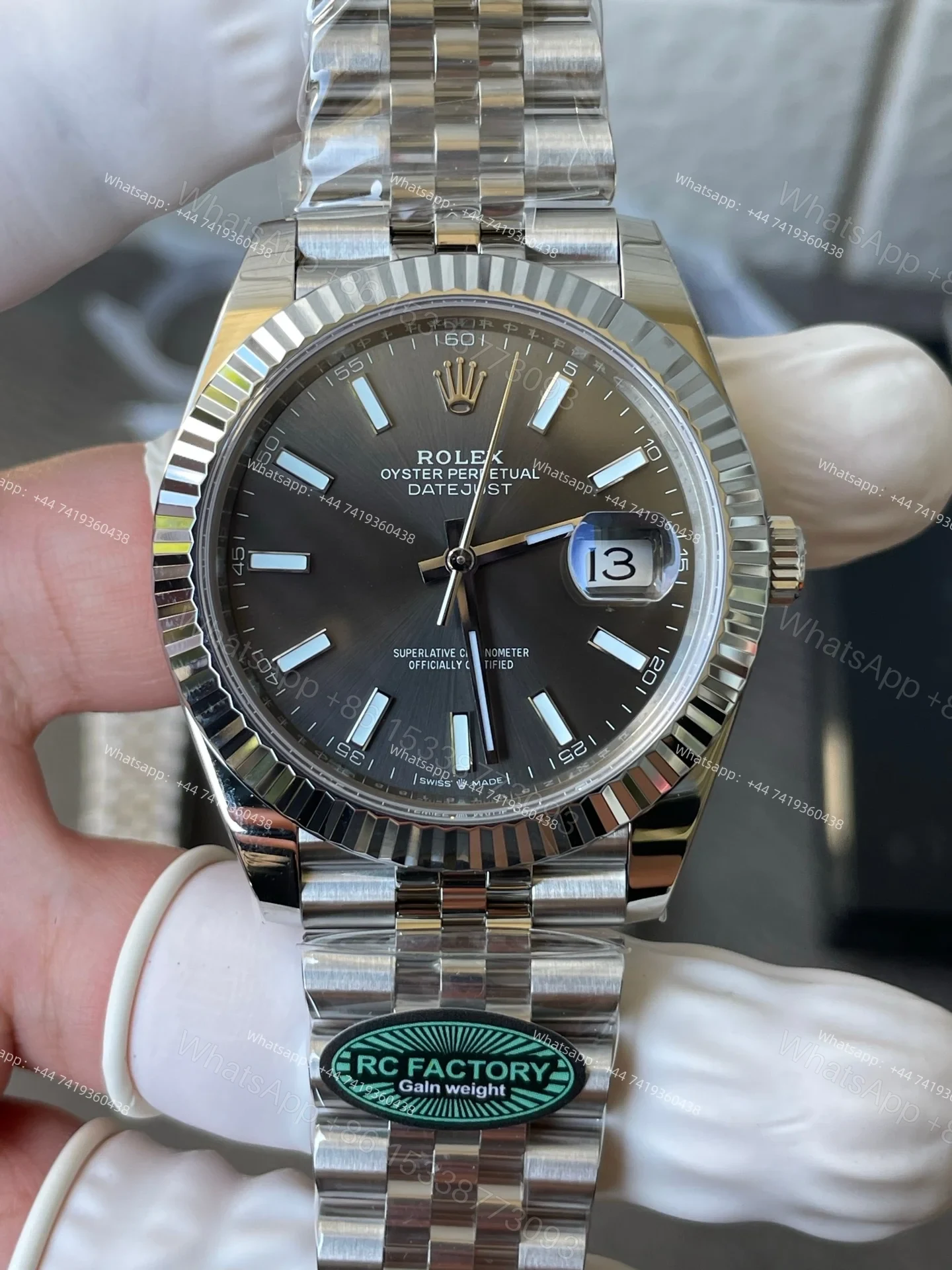 View 3 of Rolex Datejust M126334-0014 1:1 Replica Grey Dial Jubilee 41MM 3235 Movement Super Clone Watch