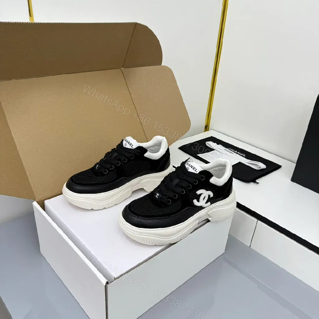 View 2 of Chic Black Mesh Luxe Sneakers with Logo Emblems
