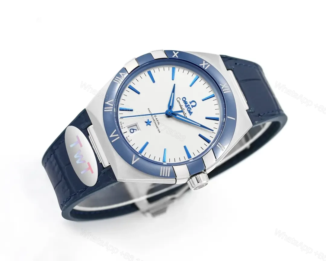 View 5 of Omega Constellation Meteorite Series 5th Generation 41MM Watch Blue and White with Leather Strap