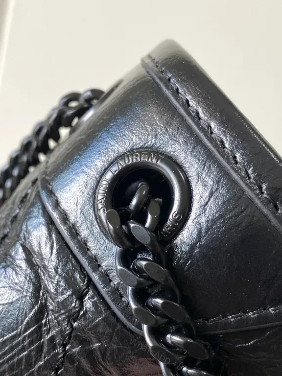 View 8 of Compact Luxe Crossbody: Textured Black Leather, YSL-Inspired