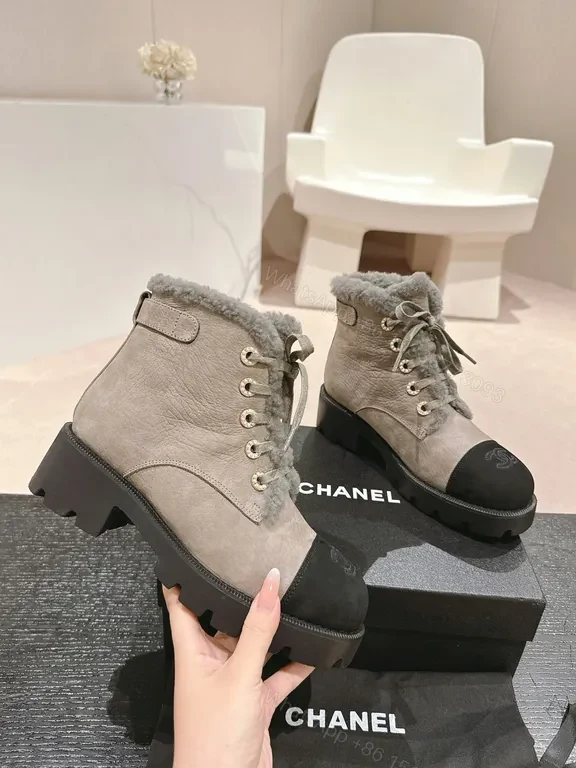 View 5 of Chanel-Inspired Warm Winter Boots with Luxe Stingray Texture