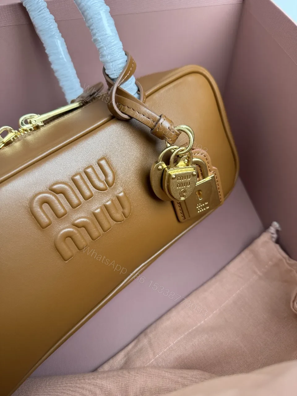 View 2 of Tan Leather Structured Crossbody: Modern Craftsmanship