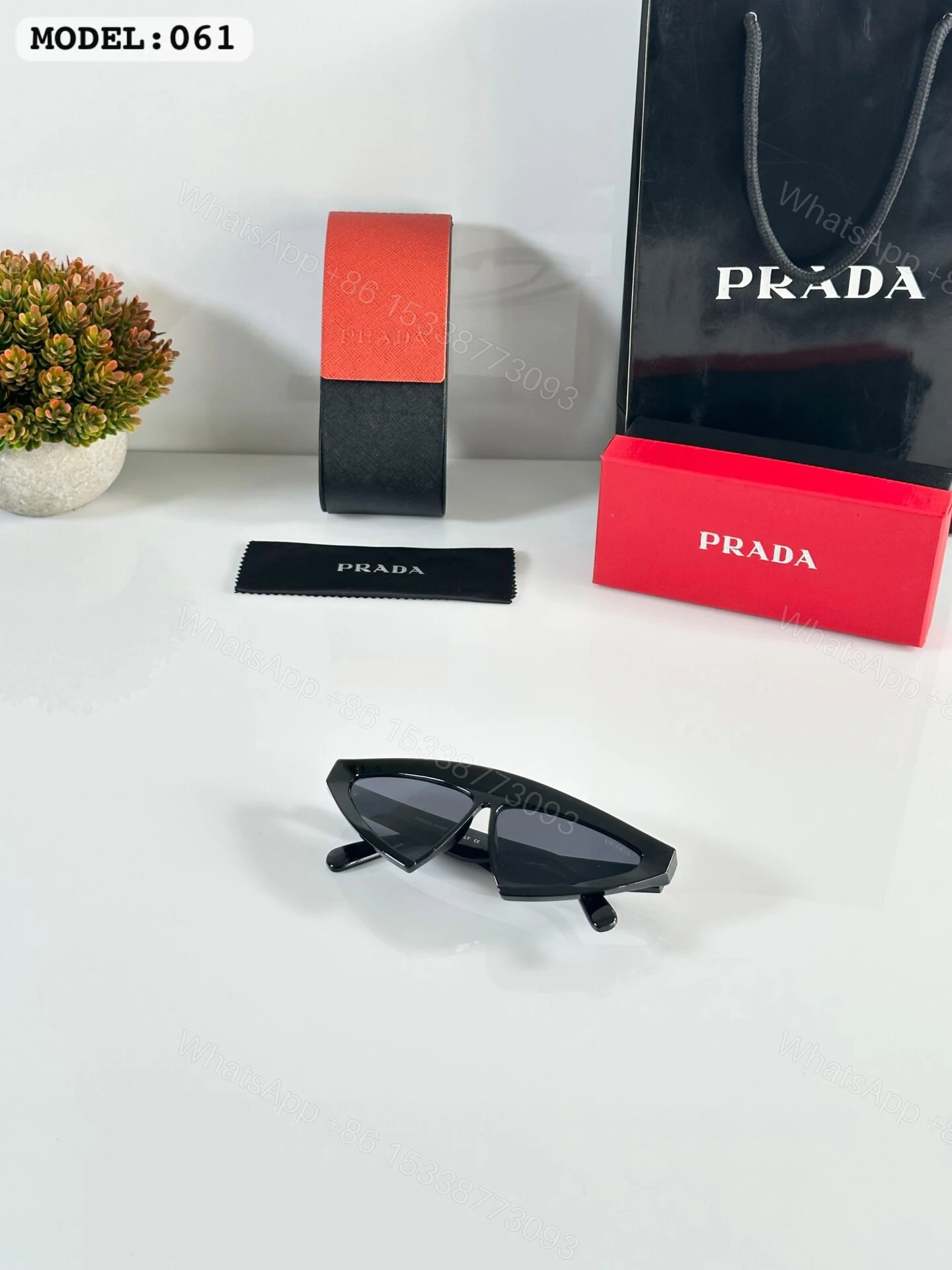 View 2 of Prada Model 061 Black Sunglasses Plastic Frame