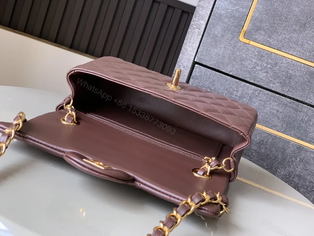 View 3 of Dusty Mauve Quilted Leather Crossbody Bag - Diamond-Quilted Luxury