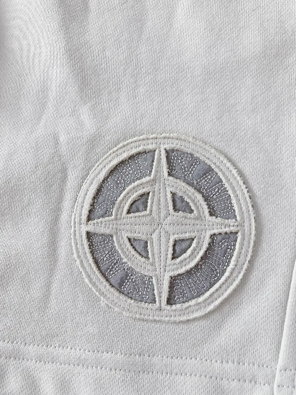 View 2 of White Cotton-Blend Sweatshorts, Drawstring, Pockets, Logo Patch Short