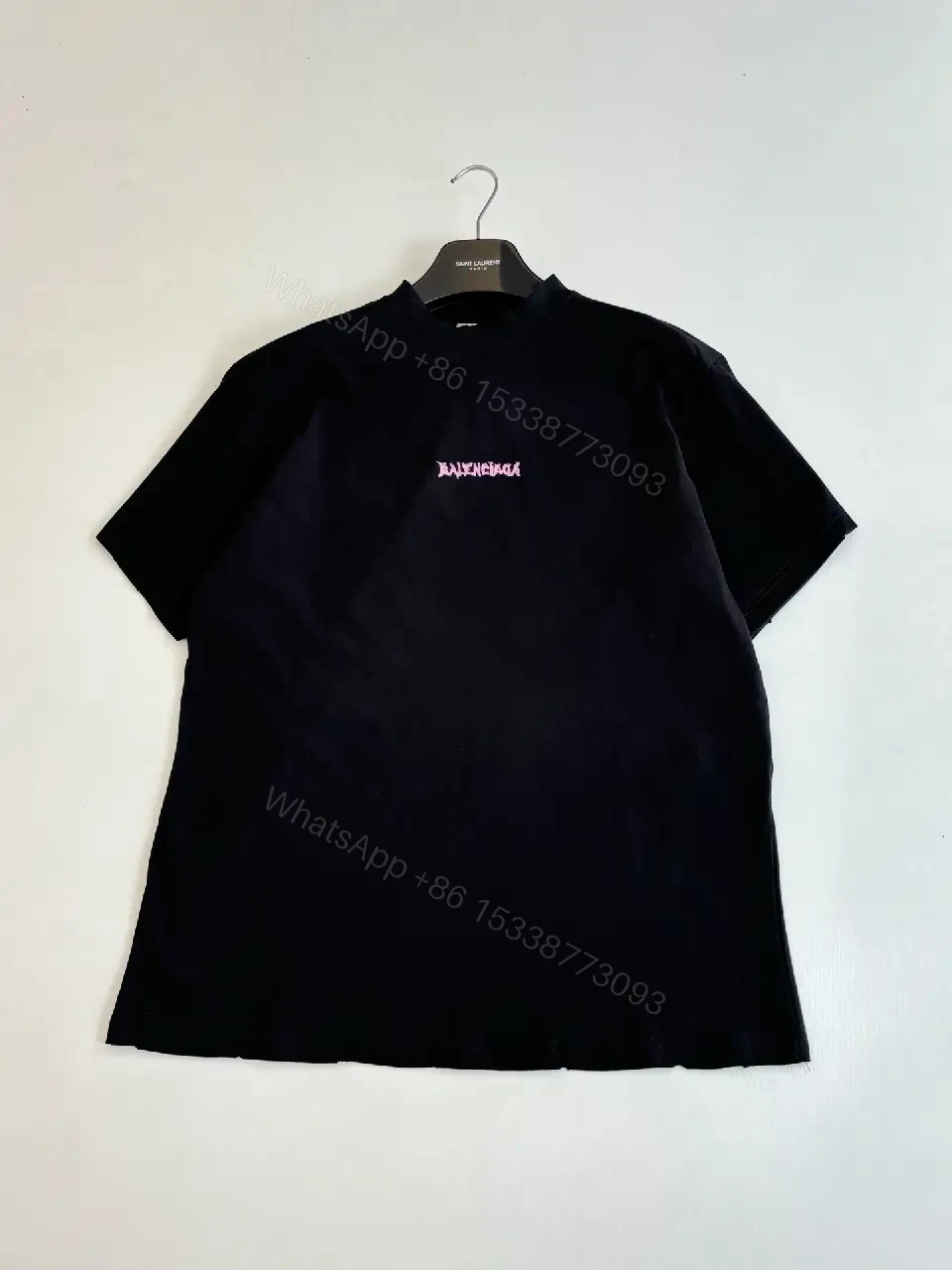 View 5 of Black Cotton Blend Tee - Bold Graphic, Luxury Streetwear, Relaxed Fit