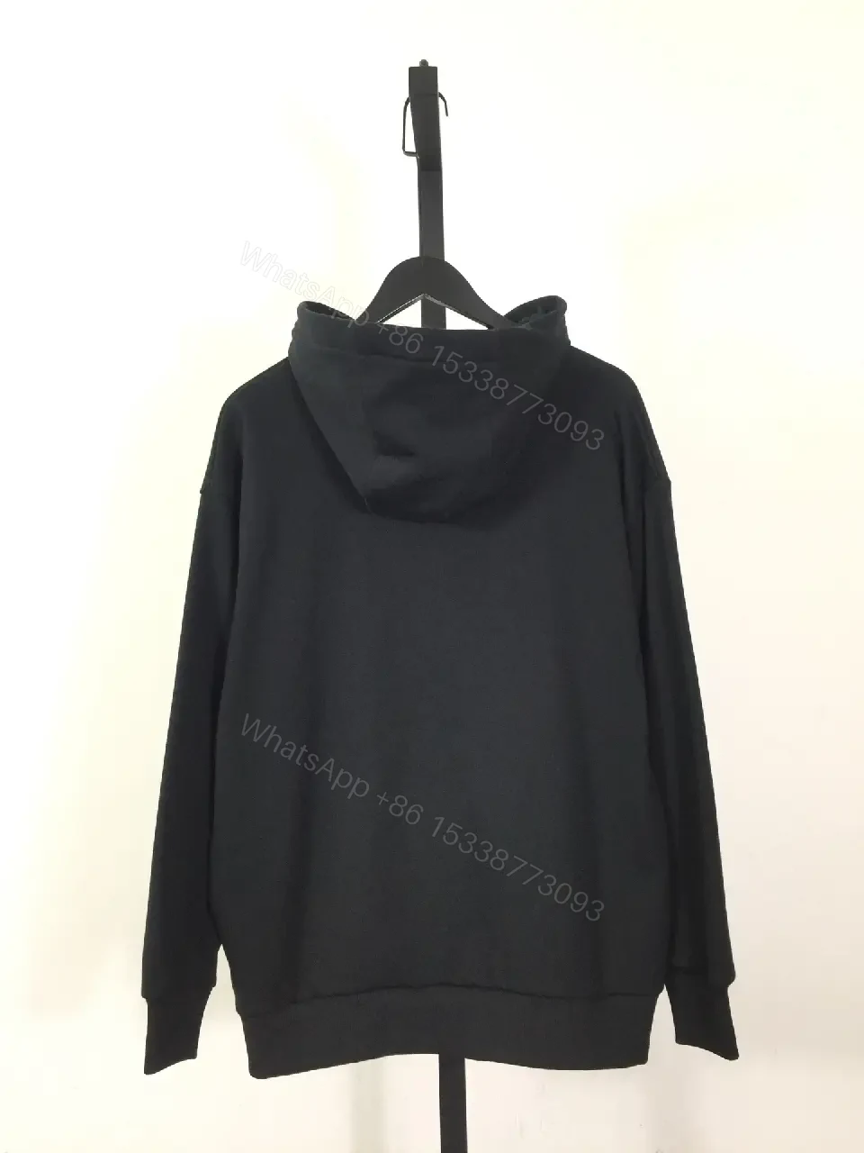 View 4 of Oversized Black Hoodie: Graphic Panel, Luxe Streetwear
