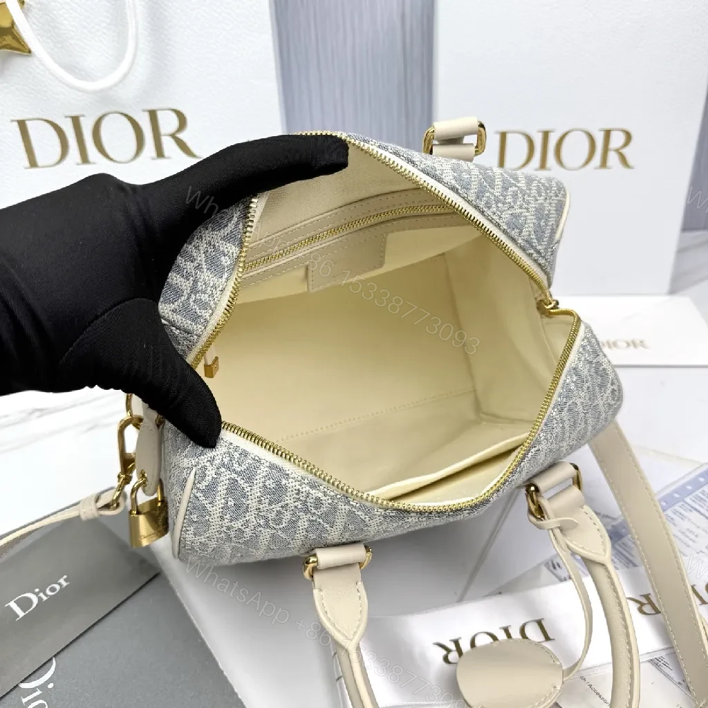 View 5 of Cream Trim Satchel: Monogram Jacquard, Structured Luxury Bag