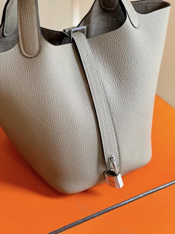 View 2 of HN 18 Gray togo leather Sliver Hardware