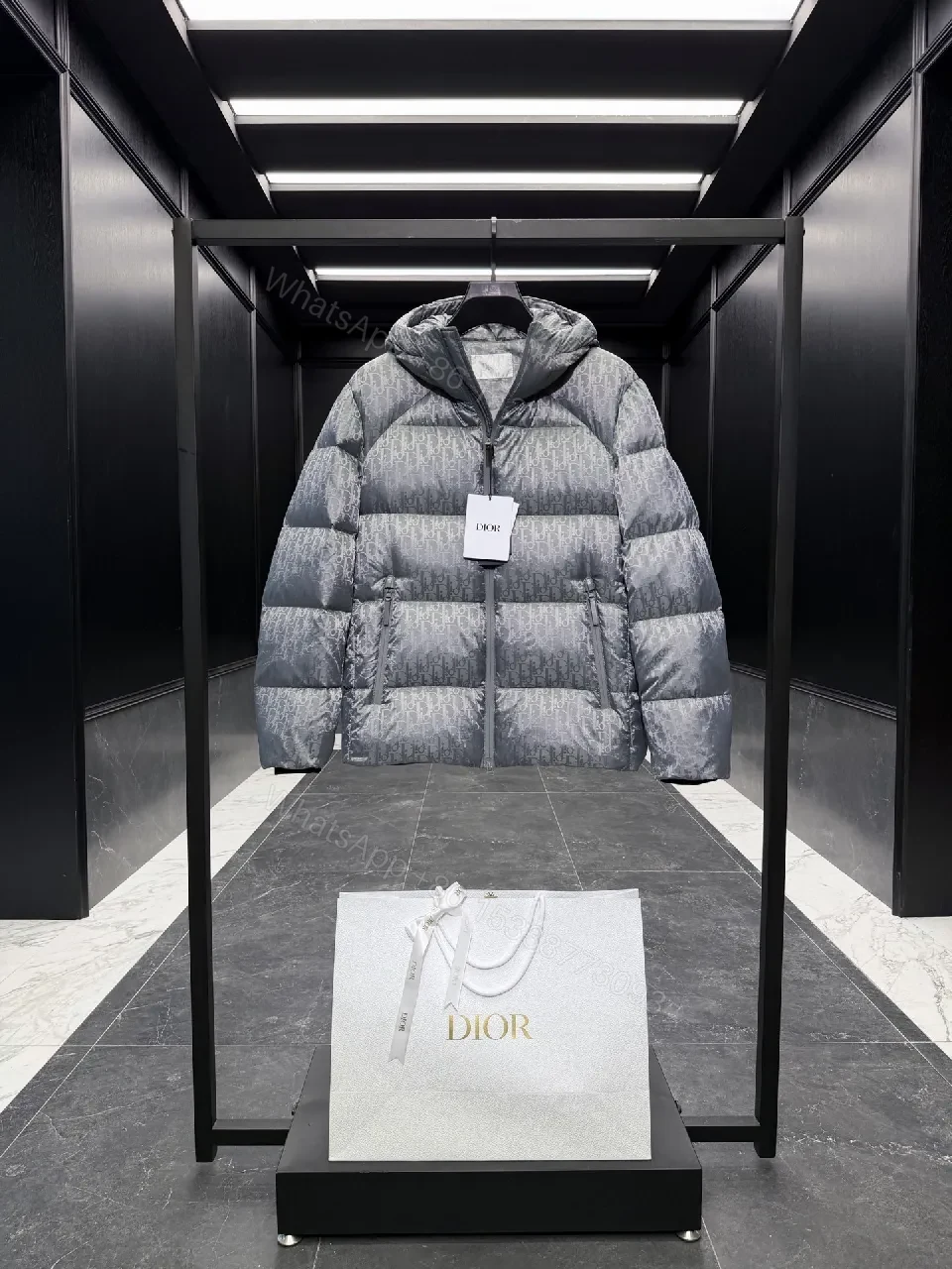 View 2 of Short-Patterned Down Jacket: Luxe Monogram, Warm & Water-Repellent