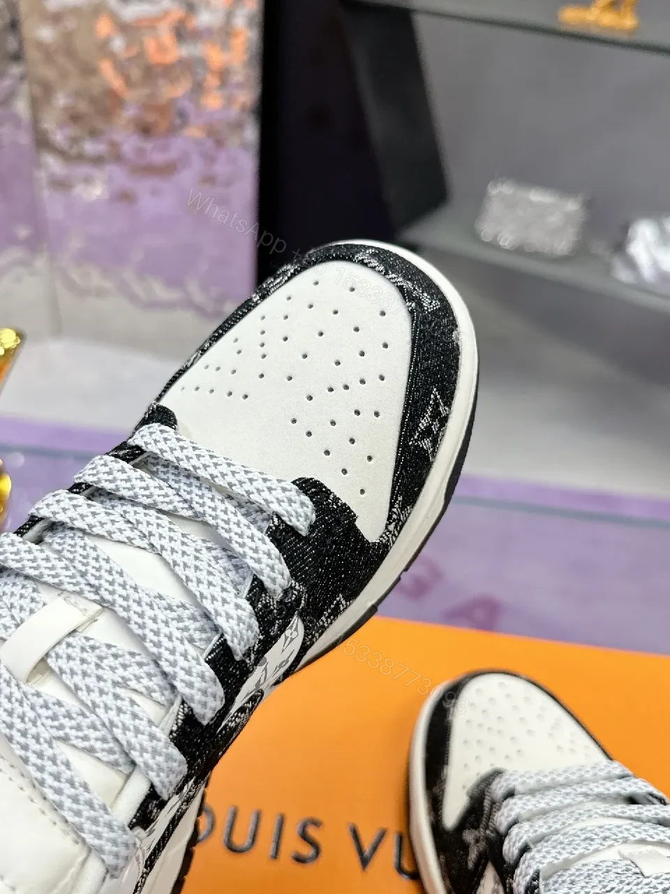 View 8 of White & Black LV-Inspired Sneaker: Statement Craft, Everyday Precision