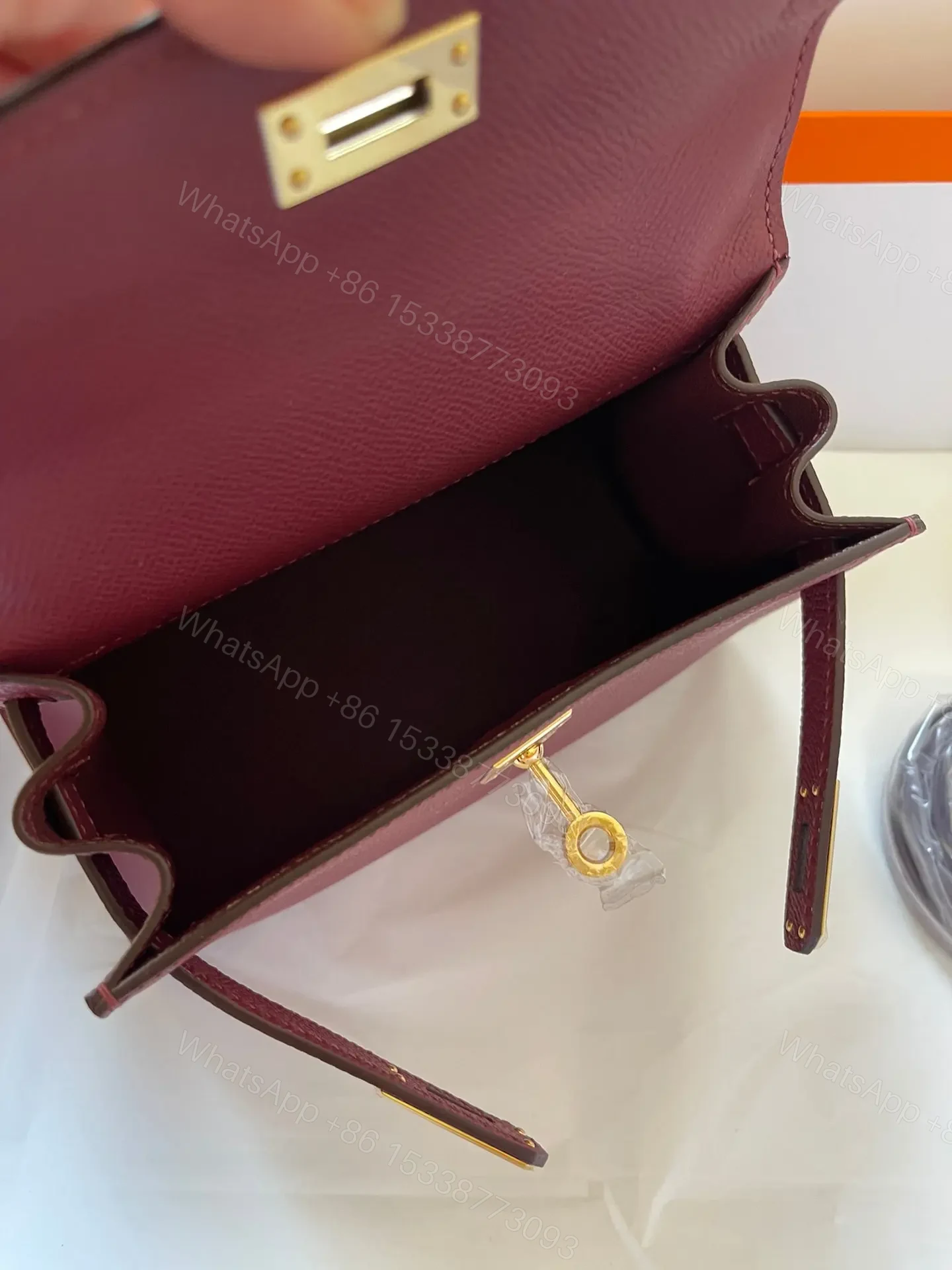 View 2 of HN MINI 20 BAG IN GARNET RED WITH GOLD HARDWARE
