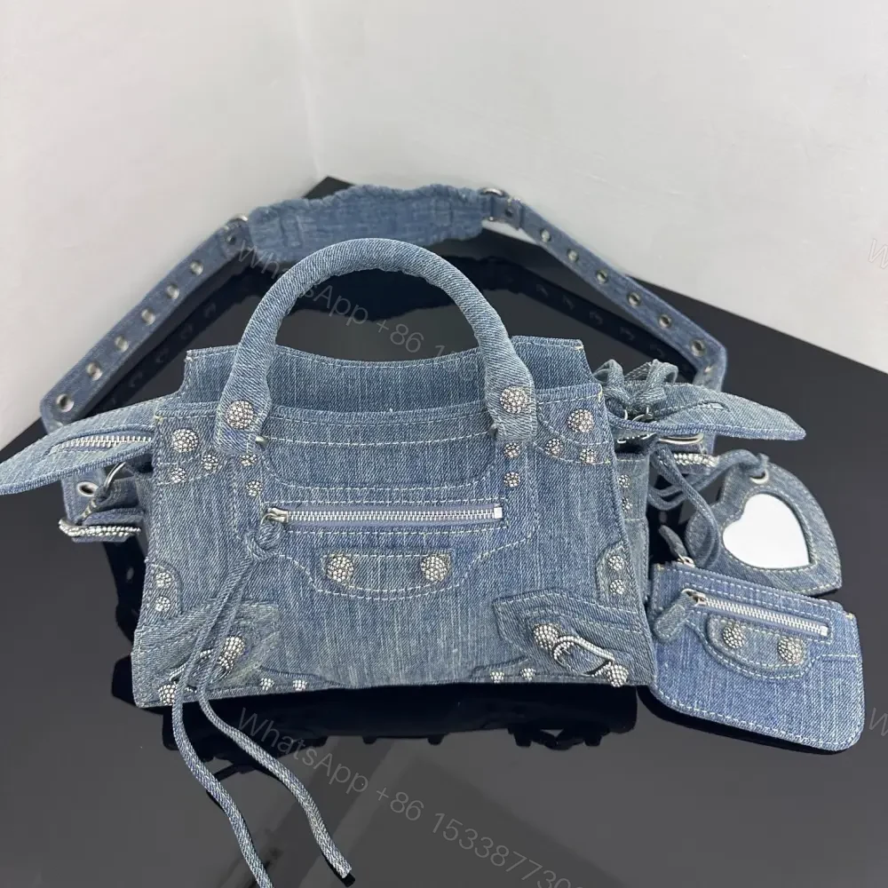 View 4 of 高仿Balenciaga*NeoCagole系列機車包牛仔藍