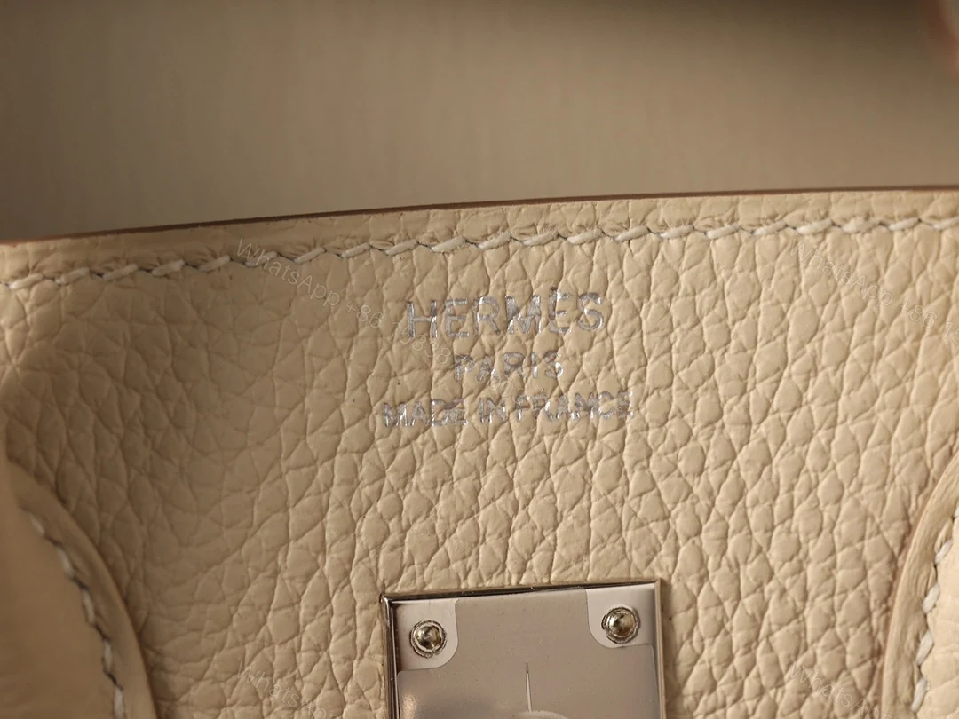 View 13 of 高仿HermesBirkin25柏金包獨家渠道奶昔白銀扣
