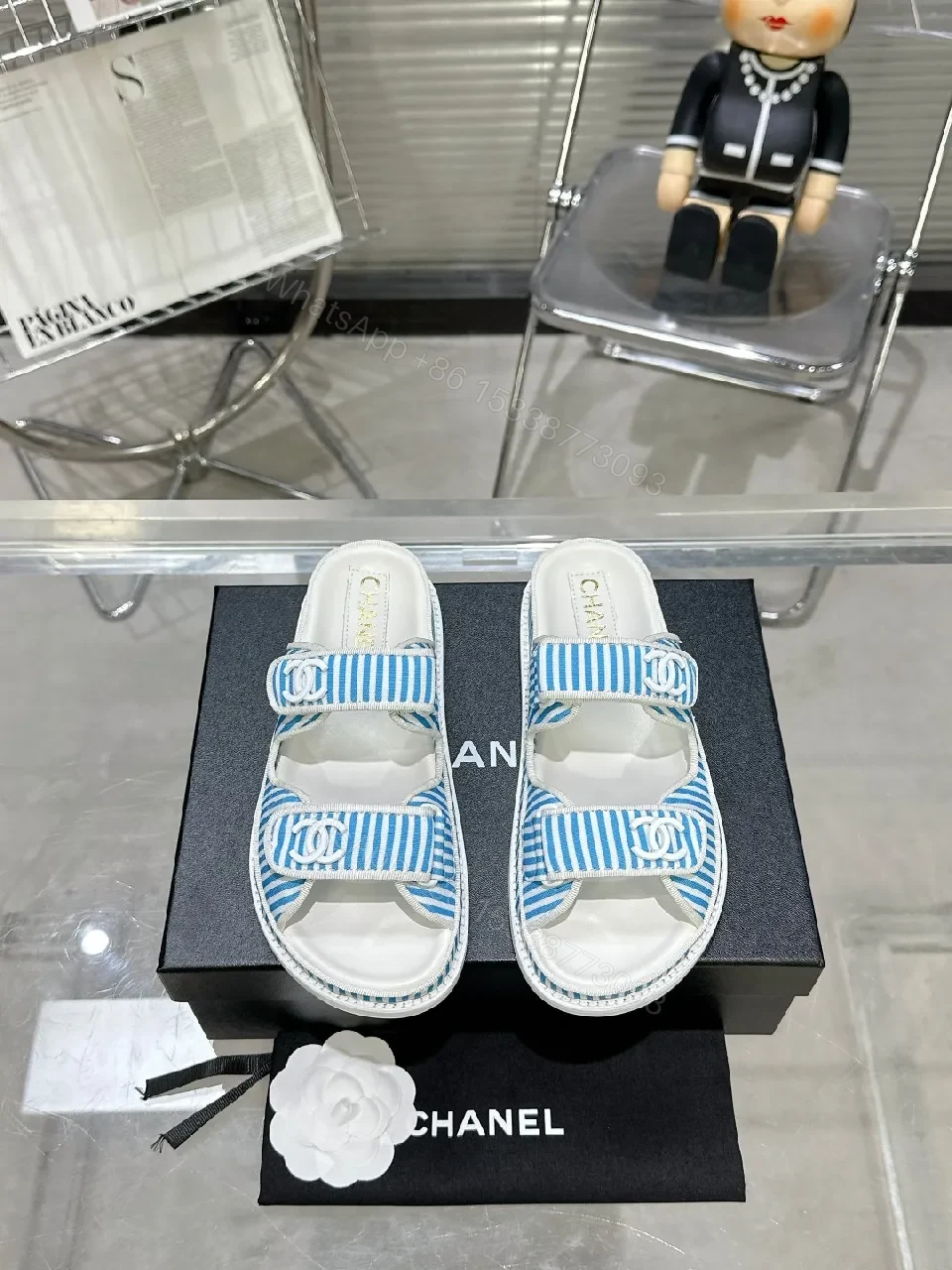 View 8 of Blue Striped Sandals: Casual Luxe Comfort