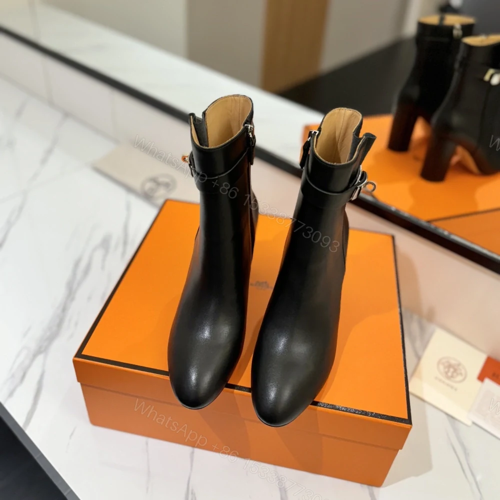 View 3 of 高仿Hermes*H182102Z02小牛皮高踭短靴黑色8.5CM免檢版