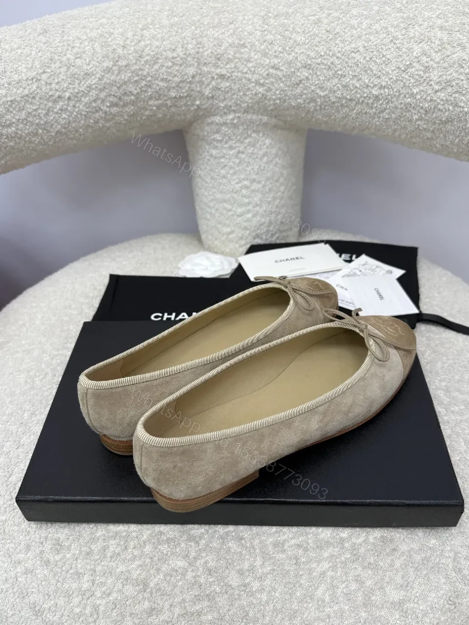 View 7 of Two-Tone Suede Ballet Flats: Lightweight, Subtle Texture