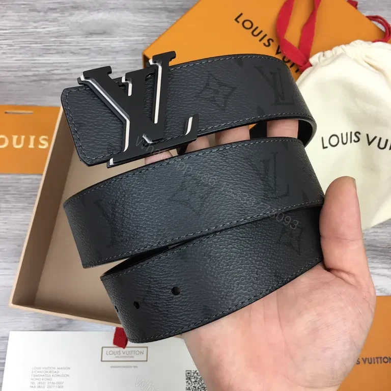 View 6 of Bold LV Buckle Black Leather Belt â€” Luxury Everyday Style